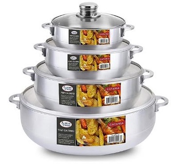 JUEGO DE 8 PCS CALDEROS DE ALUMINIO Y TAPAS ALPINE